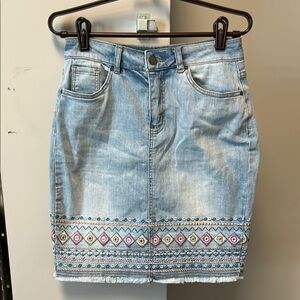 Charlie B Embroidered hem denim skort